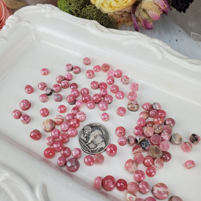 Rhodochrosite Round Cabochons, 6mm