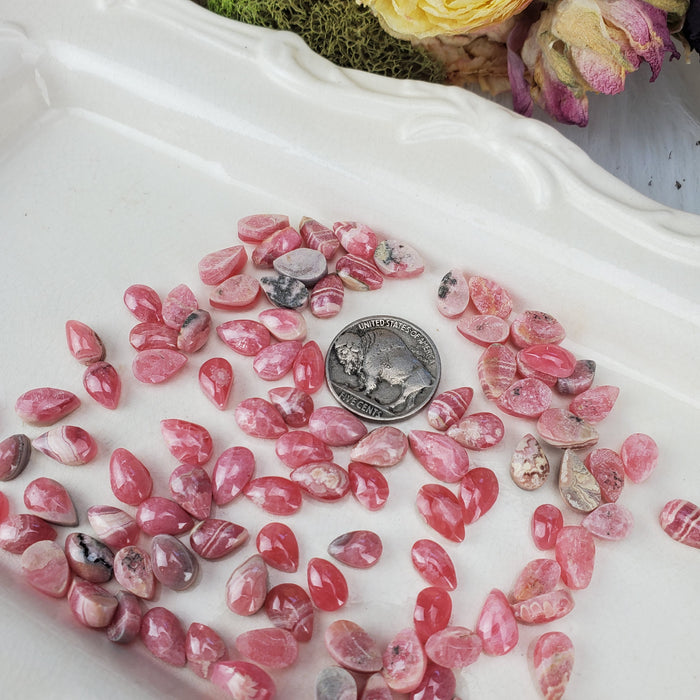 Rhodochrosite Teardrop Cabochons