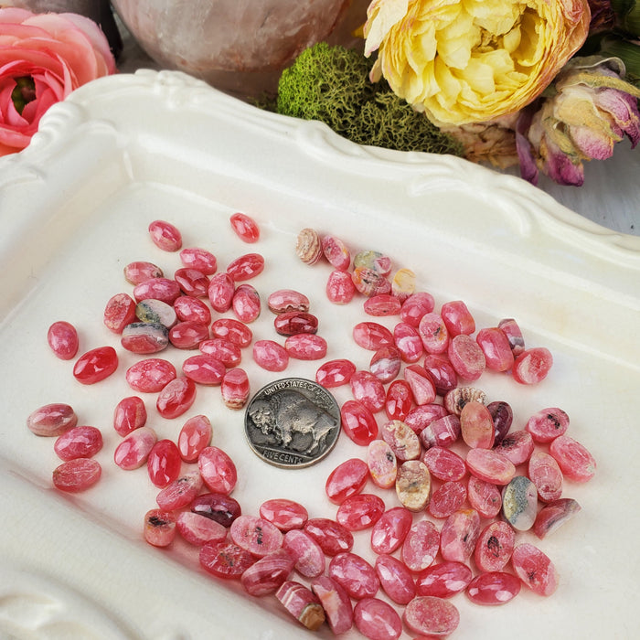 Rhodochrosite Oval Cabochons, ~6x10mm