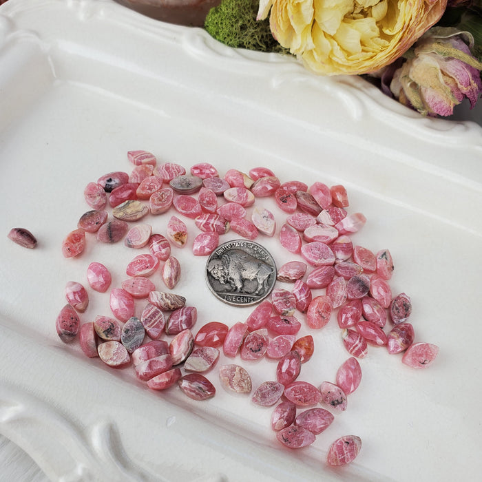 Rhodochrosite Marquis Cabochons, ~6x10mm