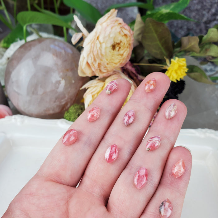 Rhodochrosite Marquis Cabochons, ~6x10mm