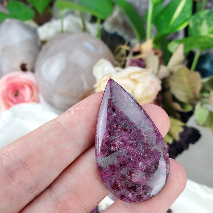 Rubellite in Quartz Cabochons