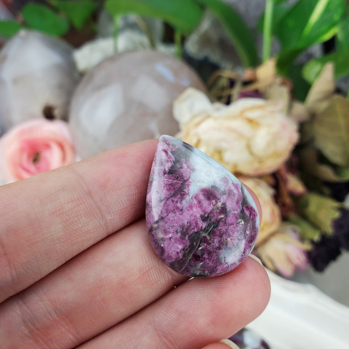 Rubellite in Quartz Cabochons