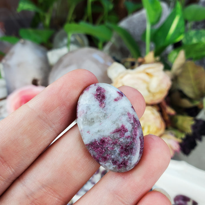 Rubellite in Quartz Cabochons