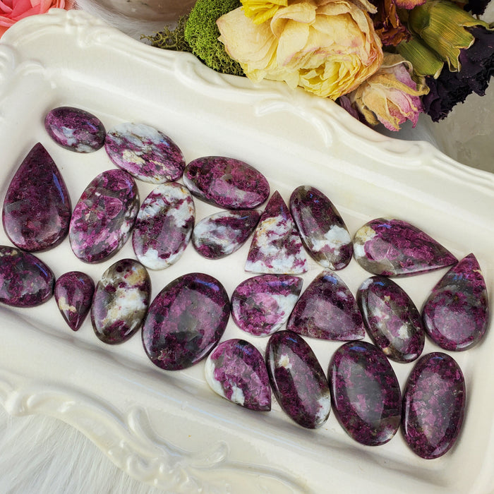 Rubellite in Quartz Cabochons