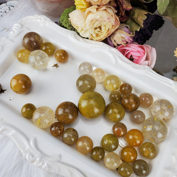 Golden Rutile Quartz Spheres