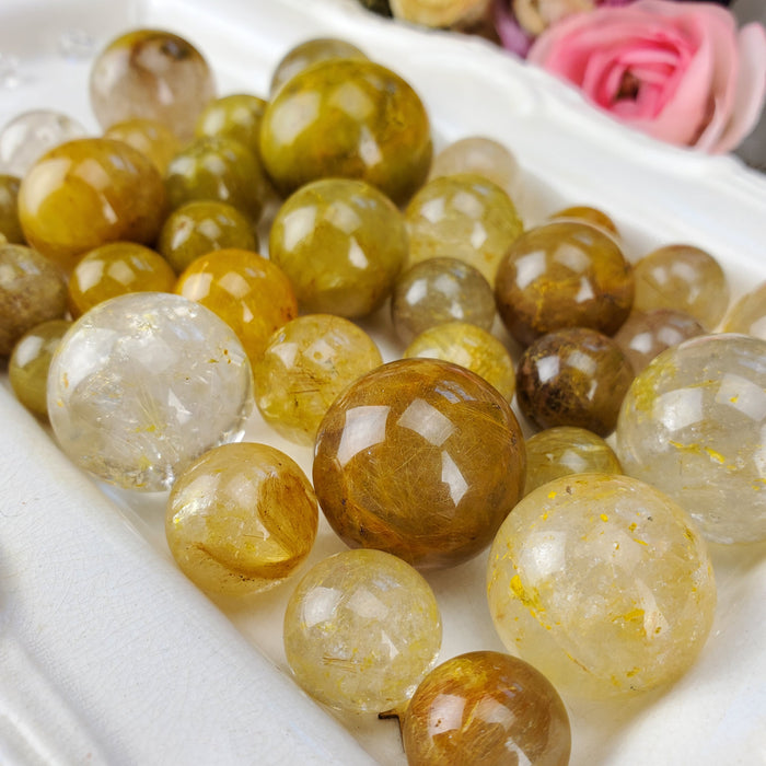 Golden Rutile Quartz Spheres