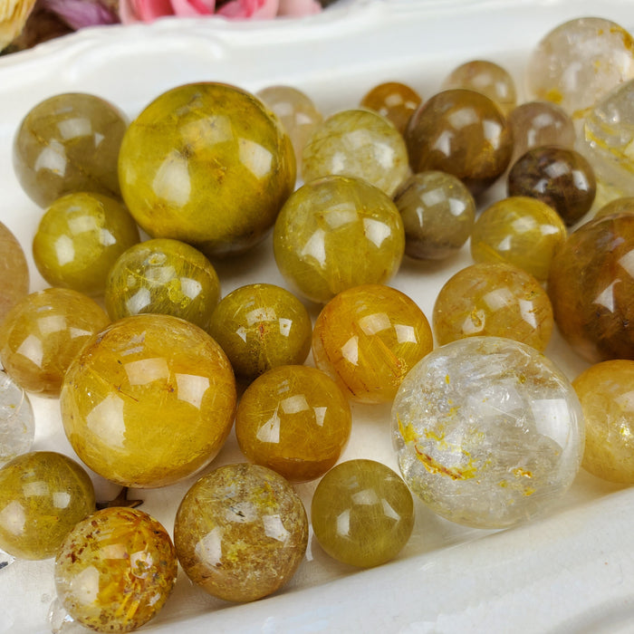 Golden Rutile Quartz Spheres