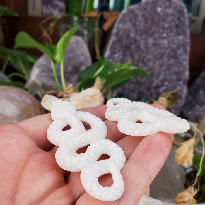 Snake Carved Bone Cabochon, Large