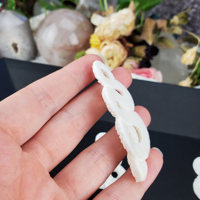 Snake Carved Bone Cabochon, Large