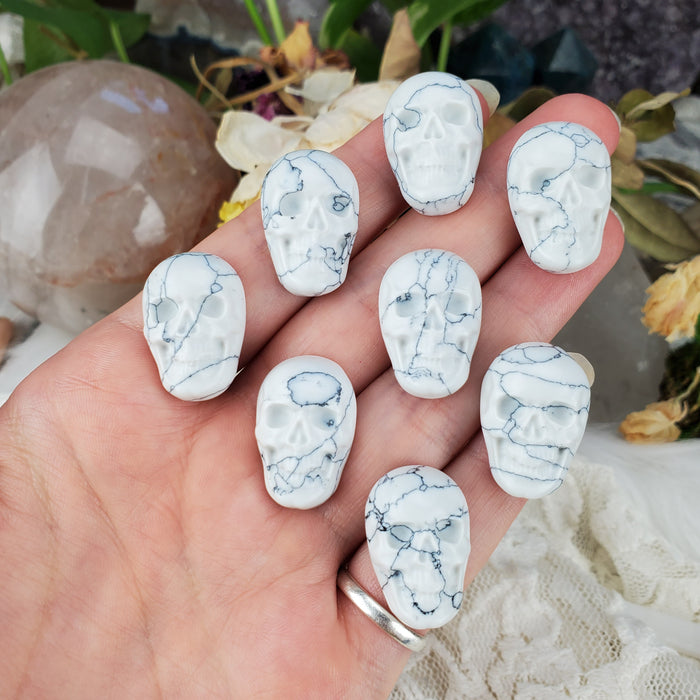 Howlite Skull Carving Cabochons, stabilized