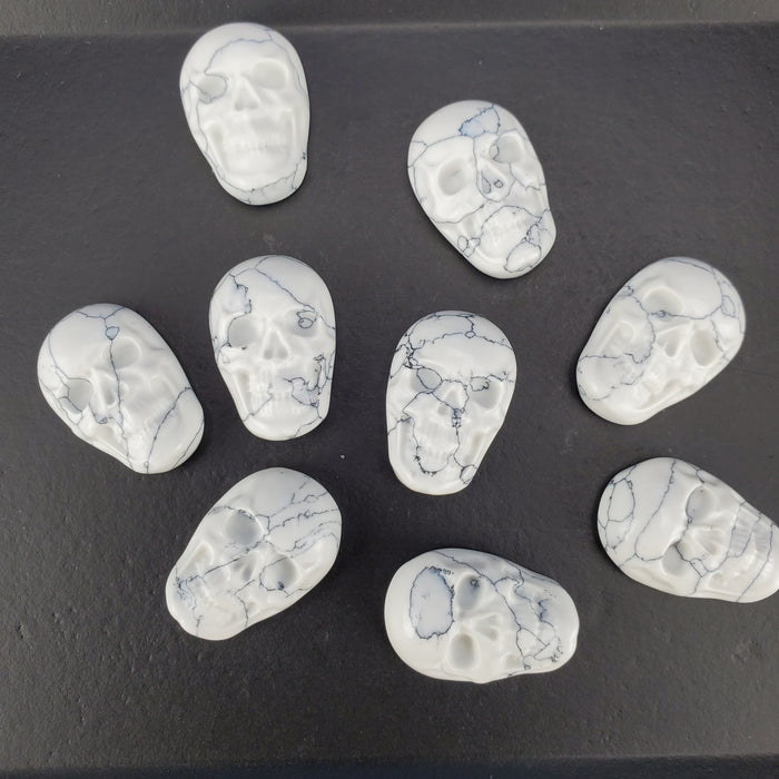 Howlite Skull Carving Cabochons, stabilized