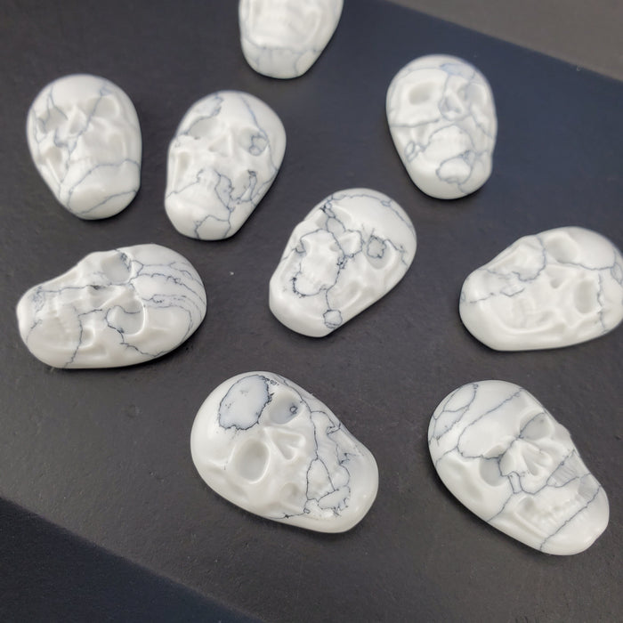 Howlite Skull Carving Cabochons, stabilized