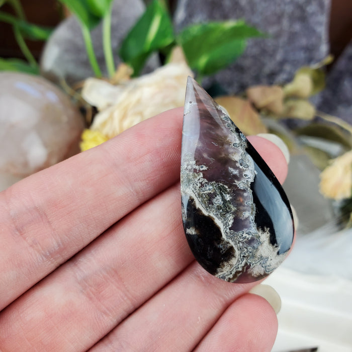 Plume Agate Teardrop Cabochons