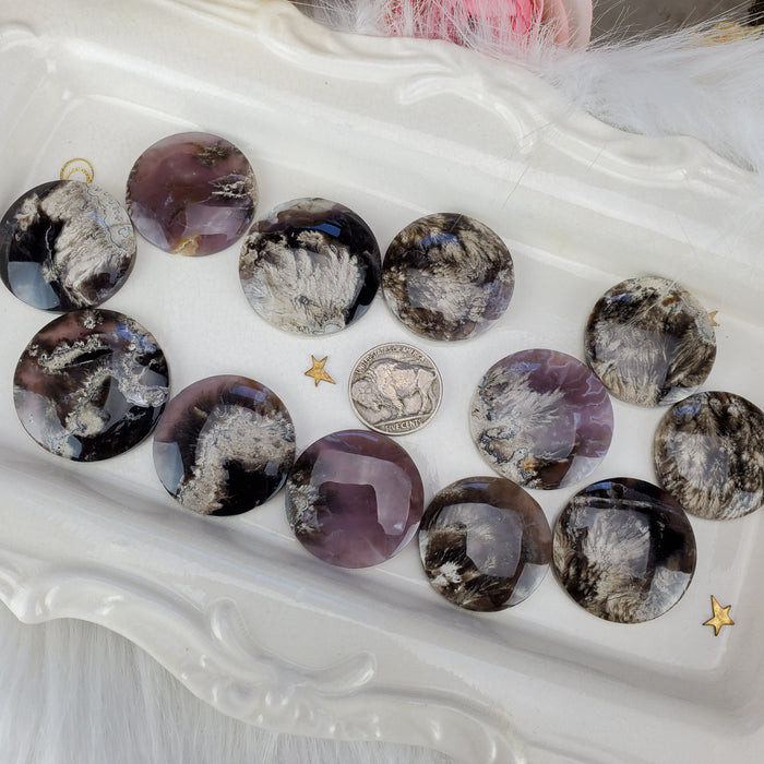 Plume Agate Round Cabochons