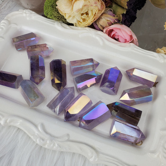 Aura Amethyst Points, second quality