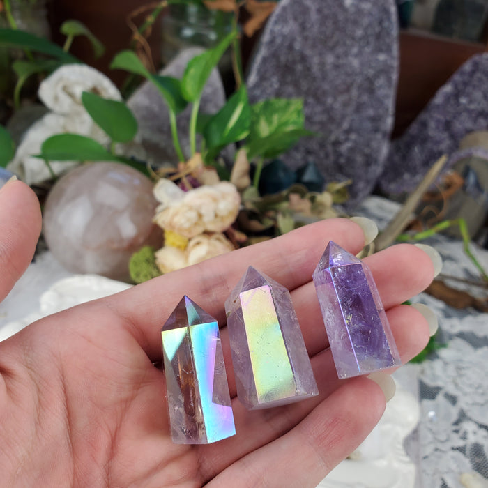 Aura Amethyst Points, second quality