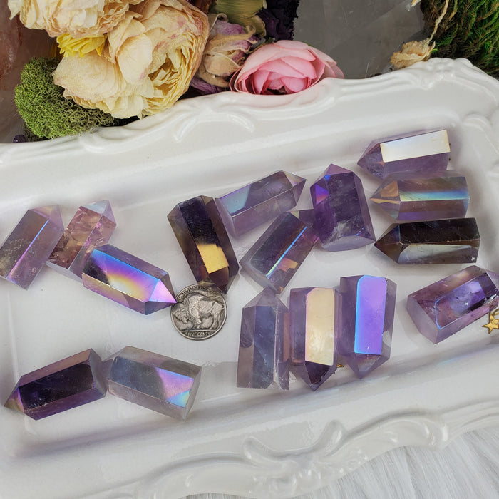 Aura Amethyst Points, second quality