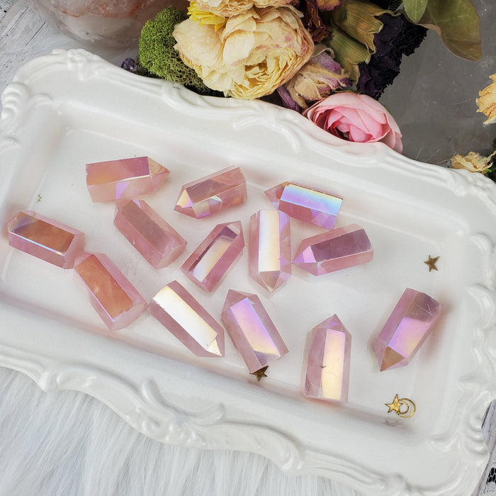 Aura Rose Quartz Points