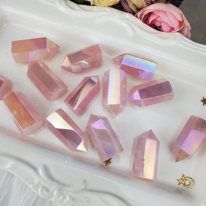 Aura Rose Quartz Points