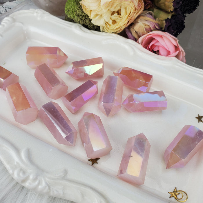 Aura Rose Quartz Points