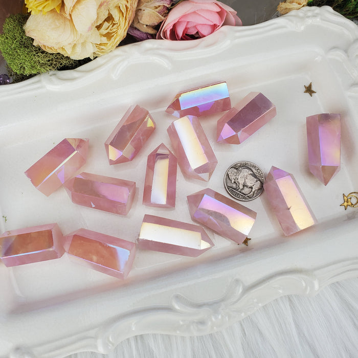 Aura Rose Quartz Points