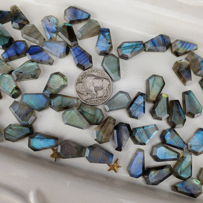 Labradorite Coffin Cabochons, small