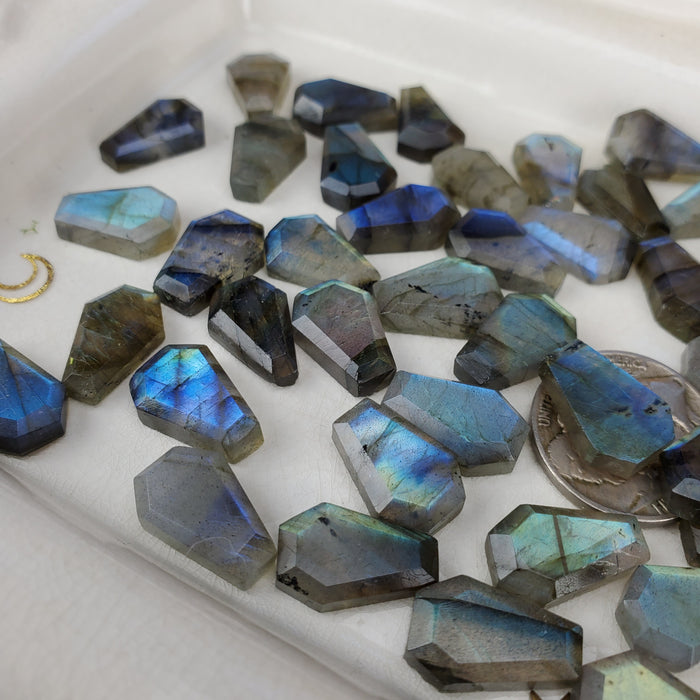 Labradorite Coffin Cabochons, small