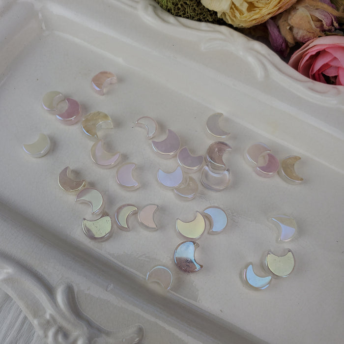 Mini Aura Rose Quartz Crescent Moons