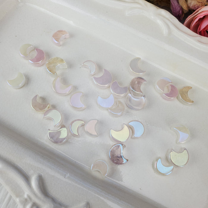 Mini Aura Rose Quartz Crescent Moons