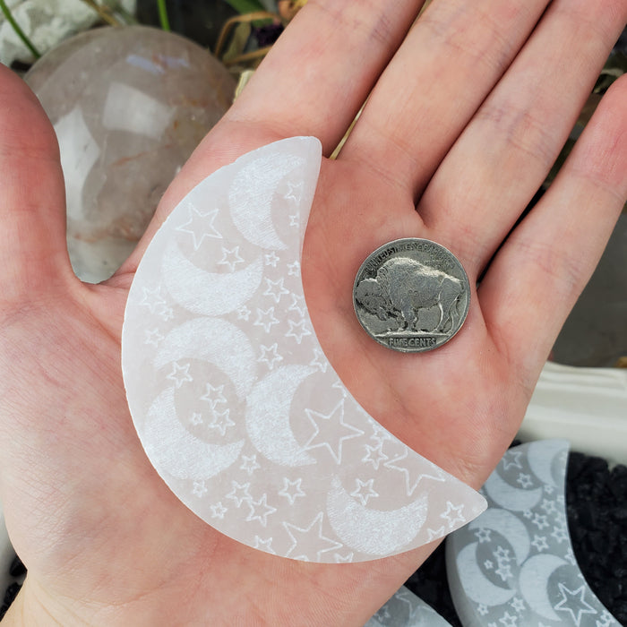 Selenite Moons, Etched