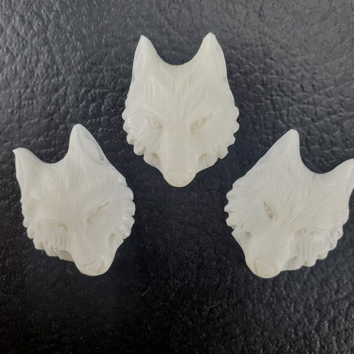 Wolf Face Bone Cabochons