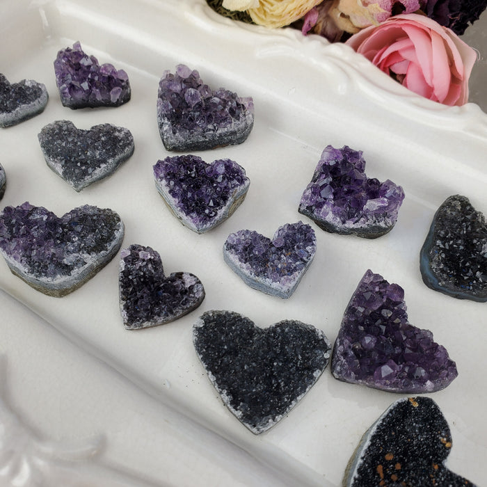 Druzy Heart Cabochons, Uruguay