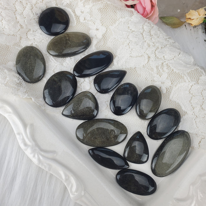 Golden Sheen Obsidian Cabochons