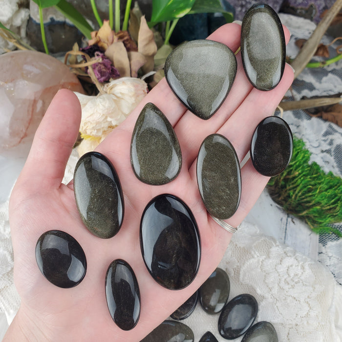 Golden Sheen Obsidian Cabochons