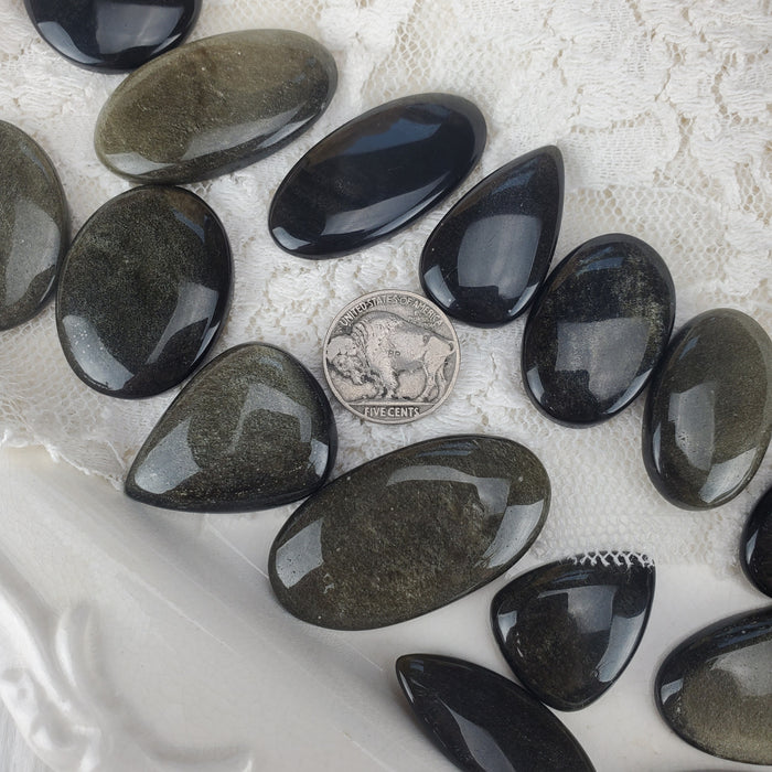 Golden Sheen Obsidian Cabochons