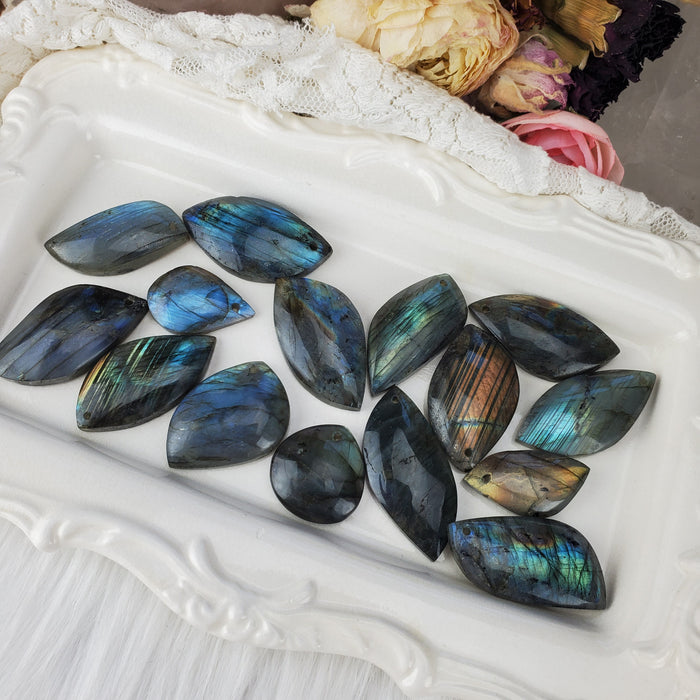 Labradorite Cabochons, drilled