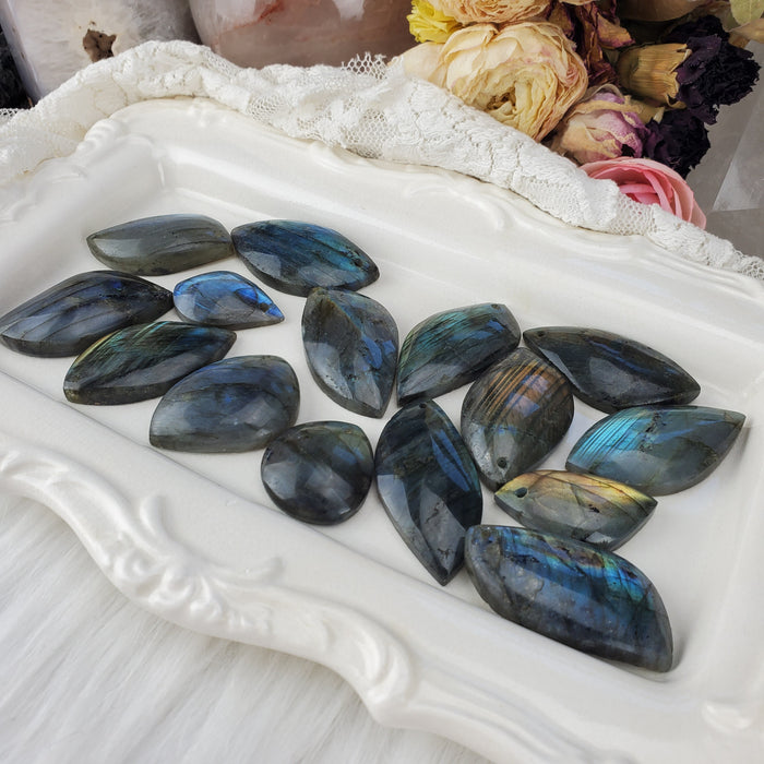 Labradorite Cabochons, drilled