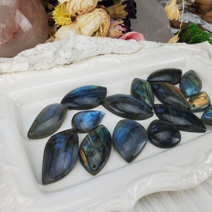 Labradorite Cabochons, drilled