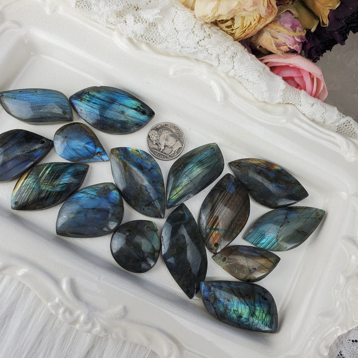 Labradorite Cabochons, drilled