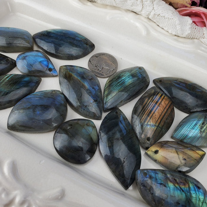 Labradorite Cabochons, drilled