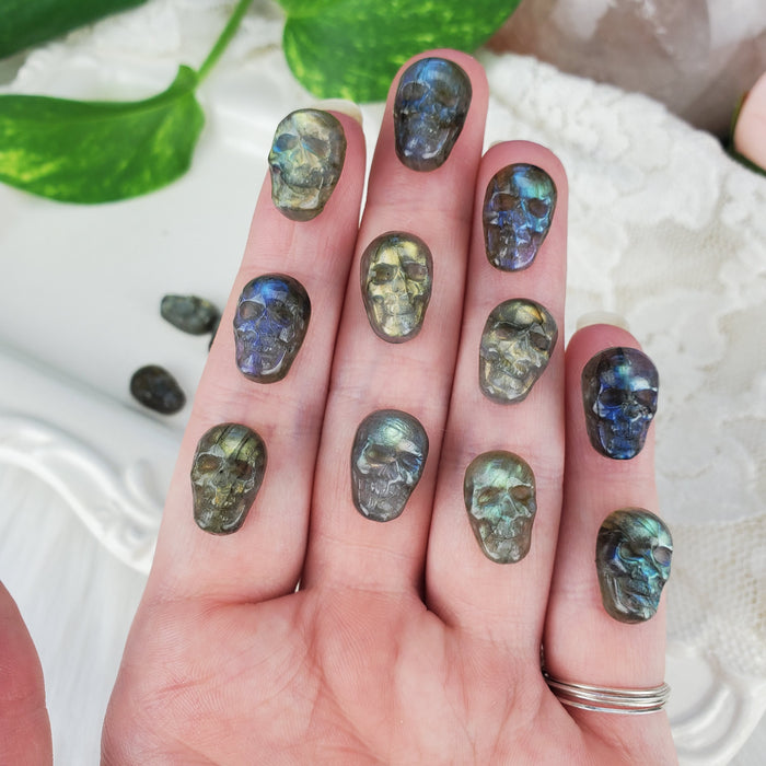 Labradorite Skull Cabochons, Mini