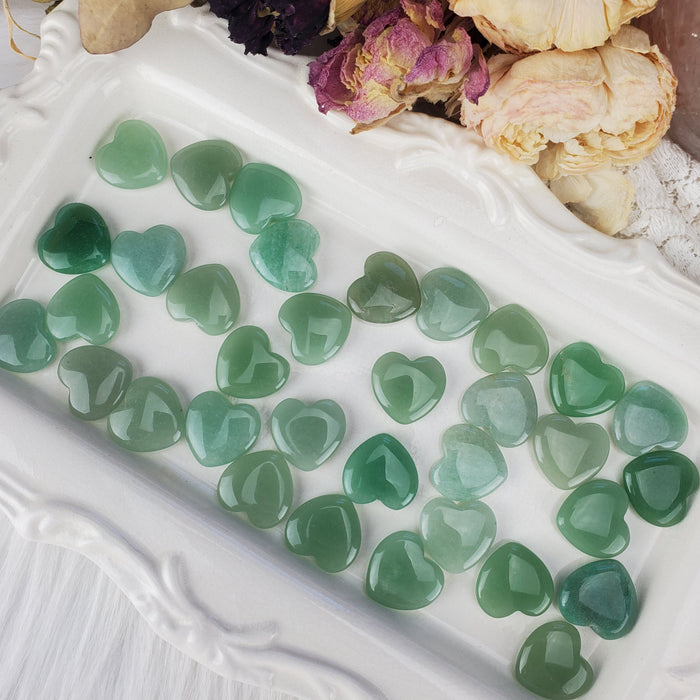 Green Aventurine Quartz Hearts, Mini