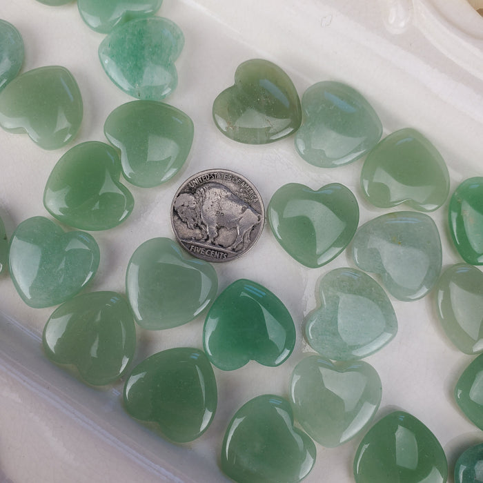 Green Aventurine Quartz Hearts, Mini