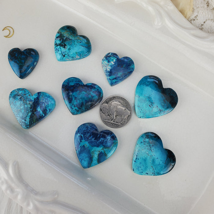 Shattuckite Heart Cabochons