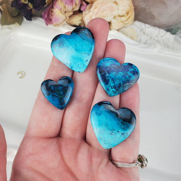 Shattuckite Heart Cabochons