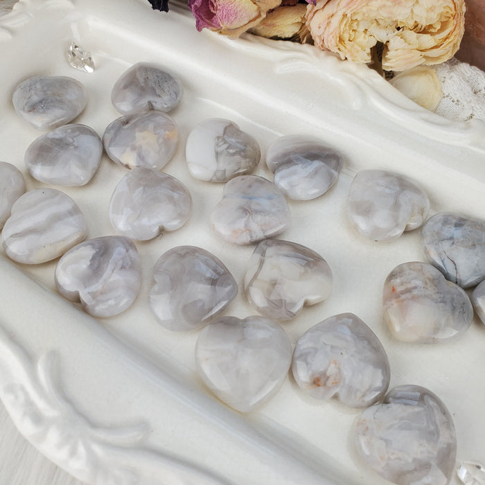 Grey Agate Hearts, 1''