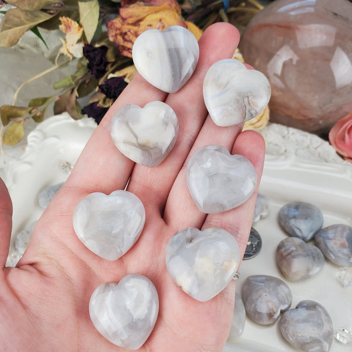 Grey Agate Hearts, 1''