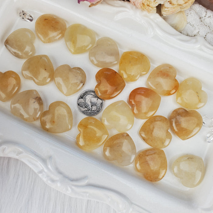 Yellow Aventurine Hearts, 1''