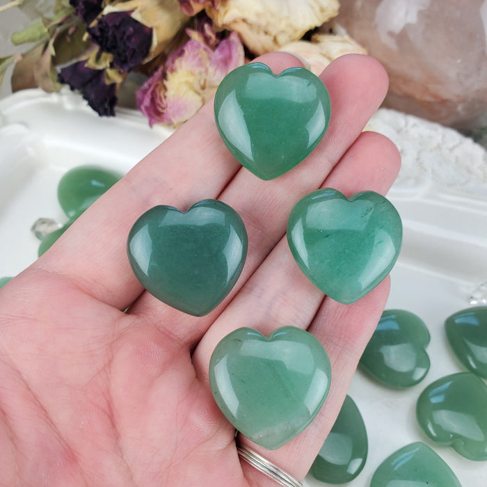 Green Aventurine Hearts, 1''